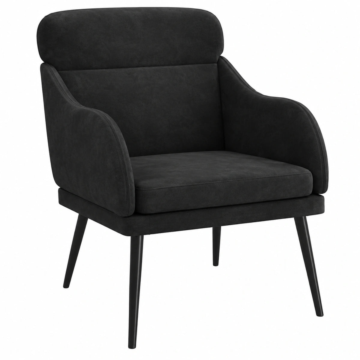 Poltrona Relax in Velluto Nero 63x76x80 cm per Soggiorno e Camera da Letto