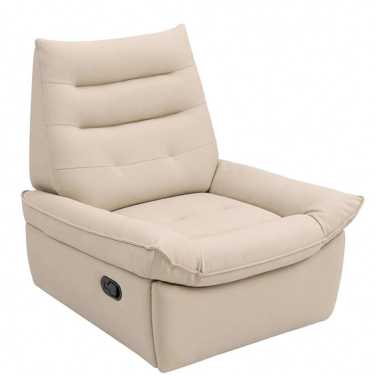 Poltrona Relax in Pelle PU Reclinabile e Girevole con Poggiapiedi, Crema