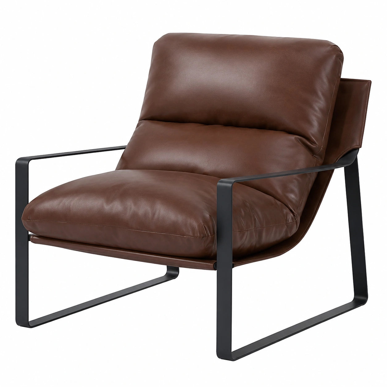 VEVOR Poltrona Moderna in Ecopelle con Struttura Robusta e Braccioli, Imbottitura Confortevole per Soggiorno e Ufficio, Marrone