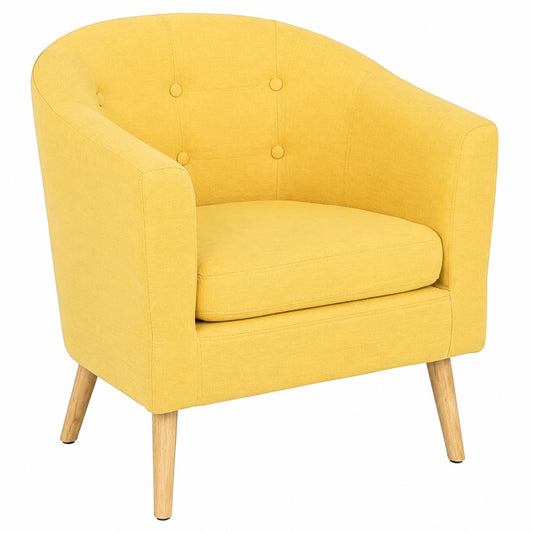 Poltroncina Imbottita Gialla con Braccioli per Soggiorno e Camera