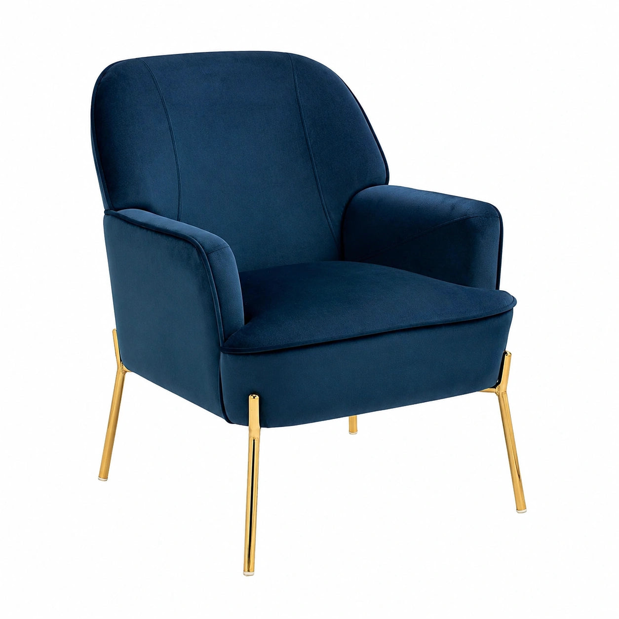 SEPNINE Sedia in Velluto Stile Nordico con Gambe Dorate, Ideale per Soggiorno e Camera, Capacità 135 kg, Blu