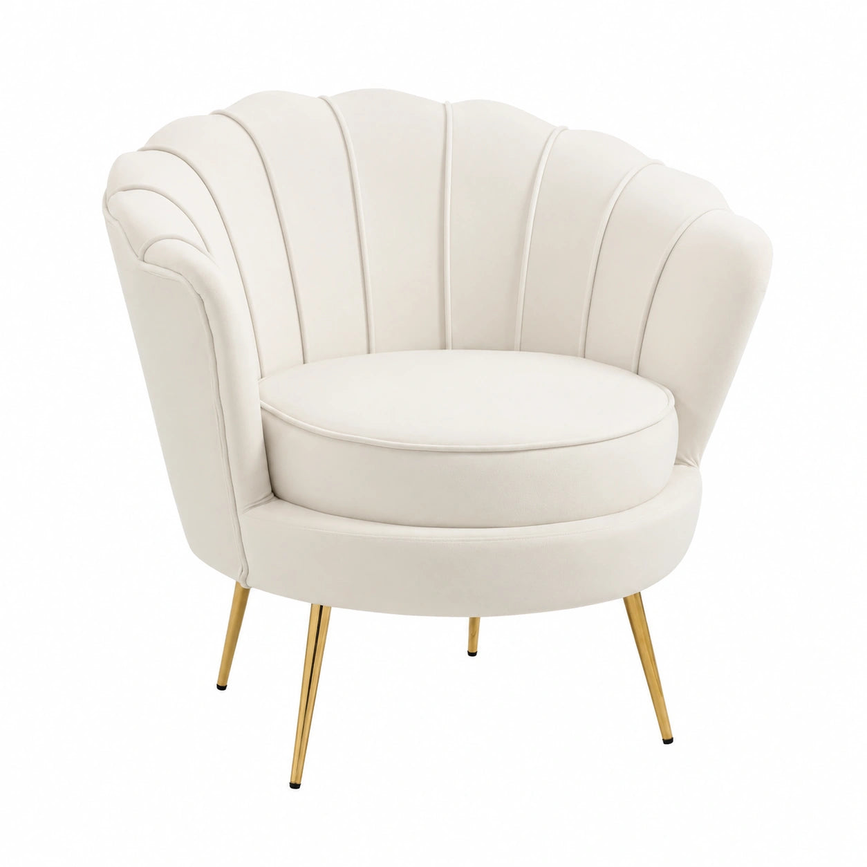 Poltrona Vintage in Velluto Crema per Soggiorno e Ufficio, 79x77x77cm