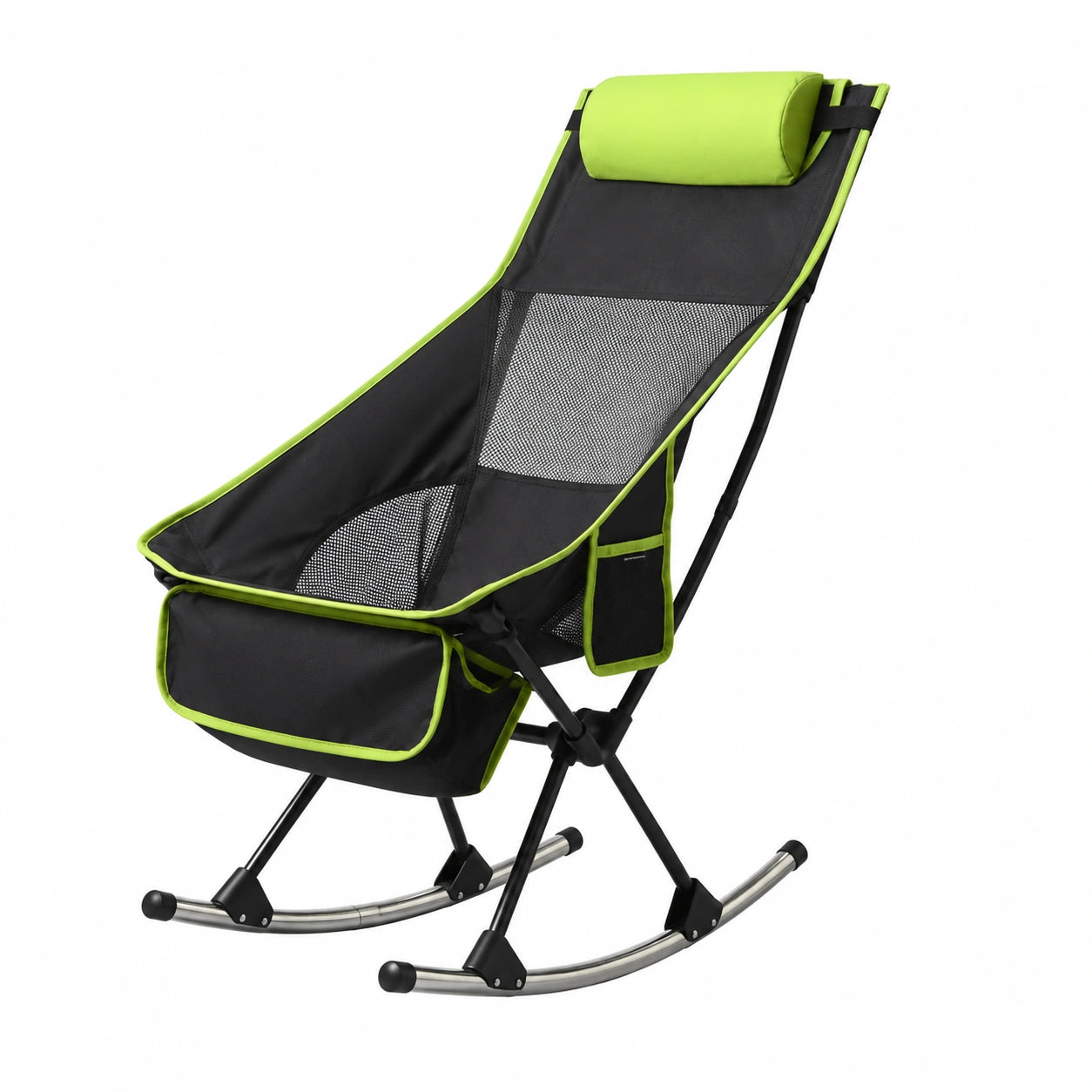 Sedia a Dondolo Pieghevole da Campeggio 2 in 1 con Schienale in Rete e Accessori