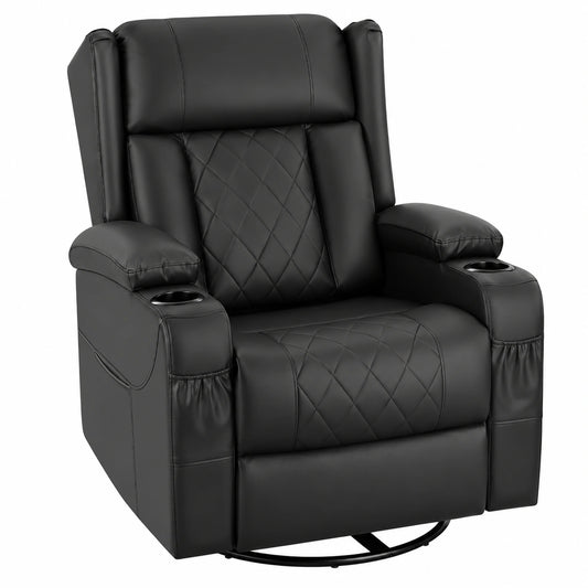 Sedia Ergonomica WOLTU in PU Nero con Movimento Rotante e Inclinabile