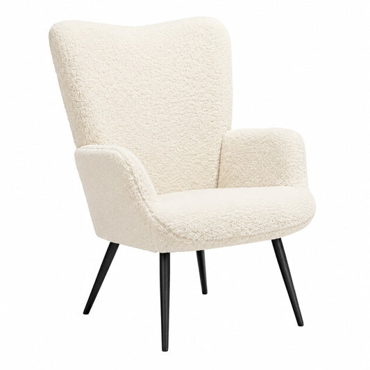 Poltrona Ergonomica Imbottita Tectake con Schienale e Braccioli, Design Moderno per Salotto e Camera, Portata Fino a 150 kg, Crema/Nero
