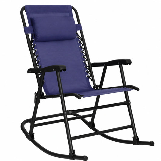 Sedia a dondolo pieghevole Amazon Basics in tessuto blu