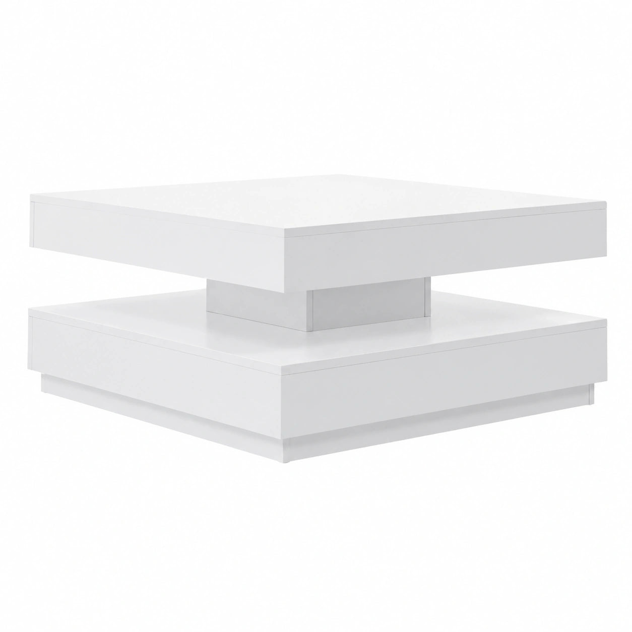 Tavolino da caffè moderno girevole con ripiani, 76x76x38 cm, bianco