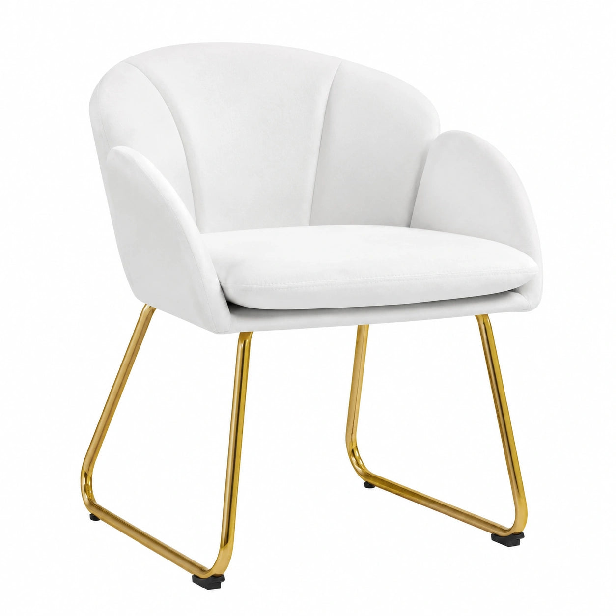 Poltrona in Velluto Ergonomica Moderna per Soggiorno con Gambe in Metallo, Bianca